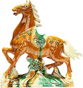 Chinese Style Sculpture Ceramic Horse Sculpture Home Office Living Room Ornaments High-End Feng Shui Decorations Asian Art Yellow Large