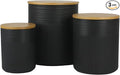 10 Strawberry Street Luca Matte Black Embossed 3 Piece Canister Set