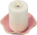 uxcell Candle Holder Plates, 4 Inch Ceramic Candle Tray Tealight Incense Holder Dish Candlestick for Tea Light Aromatherapy Wedding Rustic Vintage Home Decor, Lotus Leaf Pink