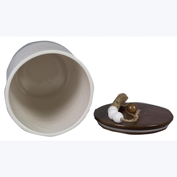 Young's Inc. Ceramic Canister with Lid, Ceramic Cookie Jars for Kitchen Counter Decorative White Winter Design, Airtight Pet Jar with Lid for Chewy Pet Treats, Candy, Bones, Pet Food Container