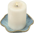 uxcell Candle Holder Plates, 4 Inch Ceramic Candle Tray Tealight Incense Holder Dish Candlestick for Tea Light Aromatherapy Wedding Rustic Vintage Home Decor, Lotus Leaf Retro Blue