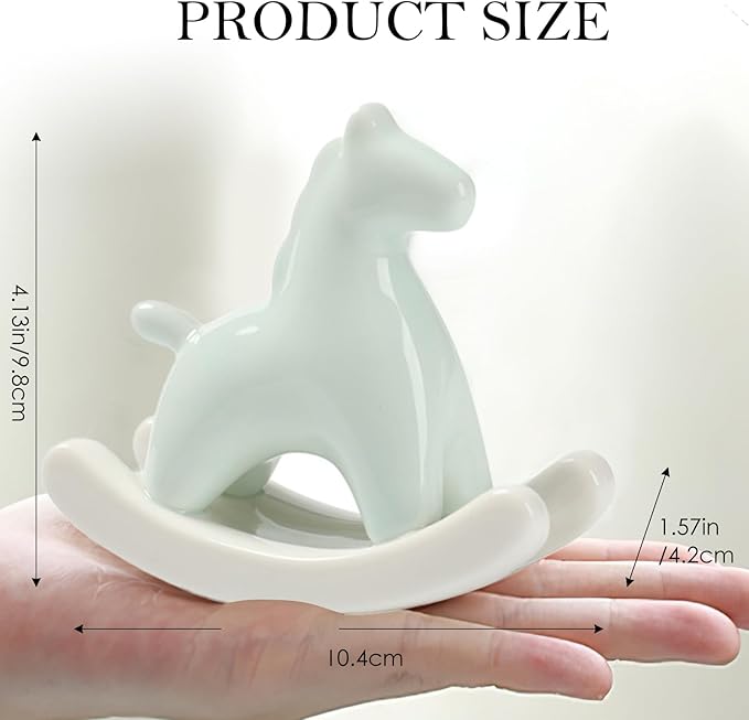 Creative Ceramic Rocking Horse Figurine – Stylish Small Desktop Sculpture for Home, Office, Entryway or Tea Table, Ideal Gift for Decoration (Celeste)