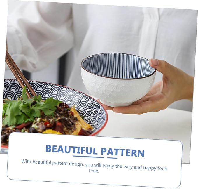 MERRYHAPY Ceramic Rice Bowl Square Shape Decorative Salad Bowl Set Home Kitchen Dinnerware