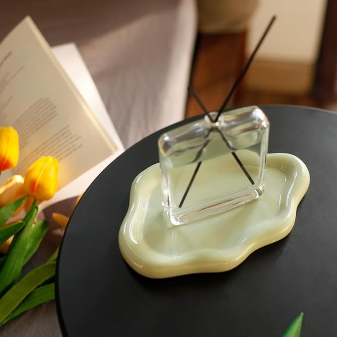 Jewelry Dish Trinket Tray for Women, Ring Dish Holder, Unique Cloud Shape Ceramic Plate Cute Things Vanity Aesthetic Room Decor Mother's Day Birthday (Mint Green)
