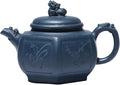 Yixing Clay Teapot 10oz Zisha Tea Pot Hexagonal Handmade Dragon and Lion Chinese Kungfu Tea Set (Tianqing clay)