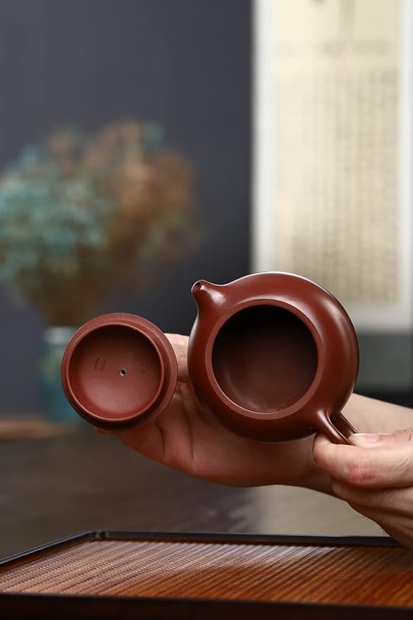 Xishi Teapot Chinese Zisha Clay Pot Ceramics Purple Sand Dahongpao Mud Kungfu Tea Set Kettle Spherical Filter (Red 150ml)