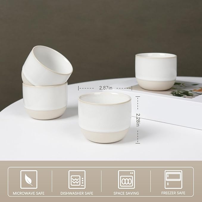 Ceramic Espresso Cups Set, Espresso Coffee Mugs, Special Glazed Demitasse Cups Expresso Coffee Cup for Espresso Machine (Pure White)