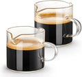 Espresso Cups Set of 2, 4 OZ Double Spouts Cups, Shot Glasses, Milk Cup with Handle, Clear Glass, Espresso Accessories for Machine, Small