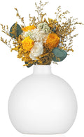 Ceramic Vase Small White Vase- Flower Vases for Home Decor, Dry Flower Vases for Modern Farmhouse, Living Room Decoration, Table Décor, Bookshelf, Mantle, Entryway (White)