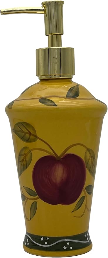 ACK Ceramic Hand Painted Tuscany Fruit Décor Refillable Soap Dispenser,Lotion Jar, Kitchen Décor, Bathroom Décor