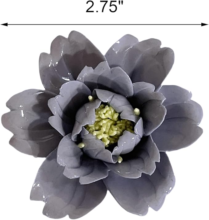 CEUYGT Handmade Ceramic Wall Flower Decor - Peony Home Wall Art, Perfect for Living Room, Bedroom, or Office Decoration Purple Peony 2.75"(Small)
