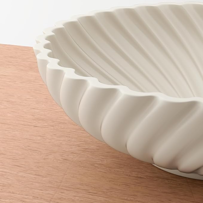 10'' Ceramic Decorative Bowl - Stylish Fruit Bowl for Kitchen Counter - Key Bowl for Entryway Table Decor - Large Decorative Bowls for Home Decor - Modern Home Decor Accents White