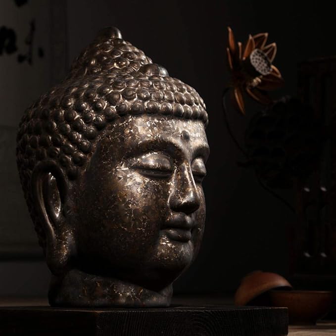 Statue Sculpture Appreciation Statues and Figurines Ornaments Buddha Buddist Buddhism Head Statues Art Sculpture Ceramic Art&Craft Asian Chinese Buddhist Home Decoration