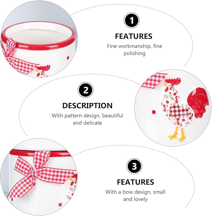 Angoily Ceramic Food Storage Jar Canister Red Flower Chicken Pattern Food Canisters with Lid Condiment Pot for Coffee Bean Cookies Loose Tea Spice Nuts Snacks Storage Jar