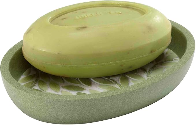 Avanti Linens - Bath Set, 4pc Countertop Accessories, Resin Tumbler, Toothbrush Holder, Soap Dish, Lotion Pump (Stratford Collection, Green)