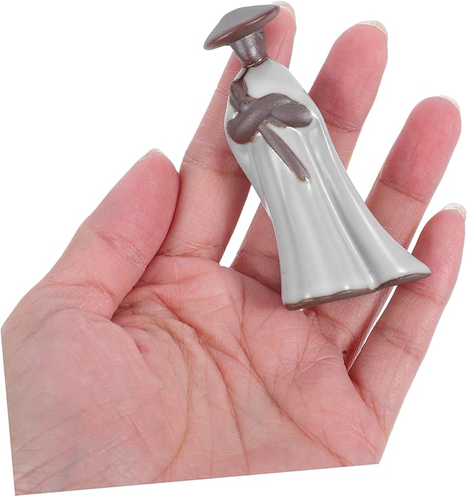 ibasenice Samurai Statue Monk Figurine Japanese Home Decor Asian Garden Sculpture Ceramic Table Ornament