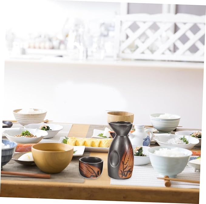 Ciieeo Japanese Sake Set Pot and Cups 5pc Porcelain Sake Cup and Pot Set Style