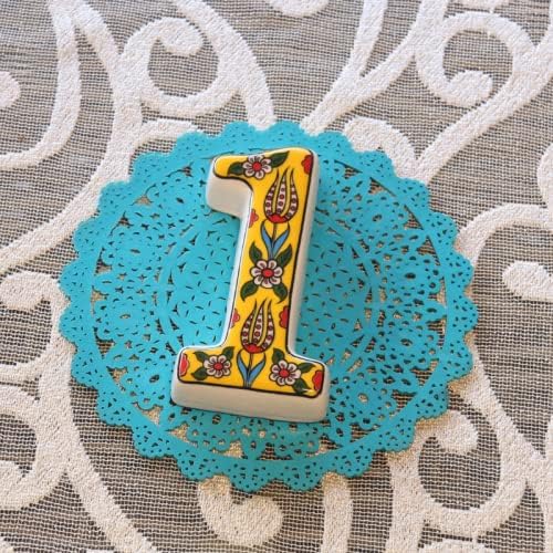 Large Ceramic Housewarming Sign Ceramic Address Plaque House Numbers Sign Door Personalized Coloured Decorative Hand Decoratede Housewarming Gifts Tulip Design 12 * 9 cm (Yellow, 1)