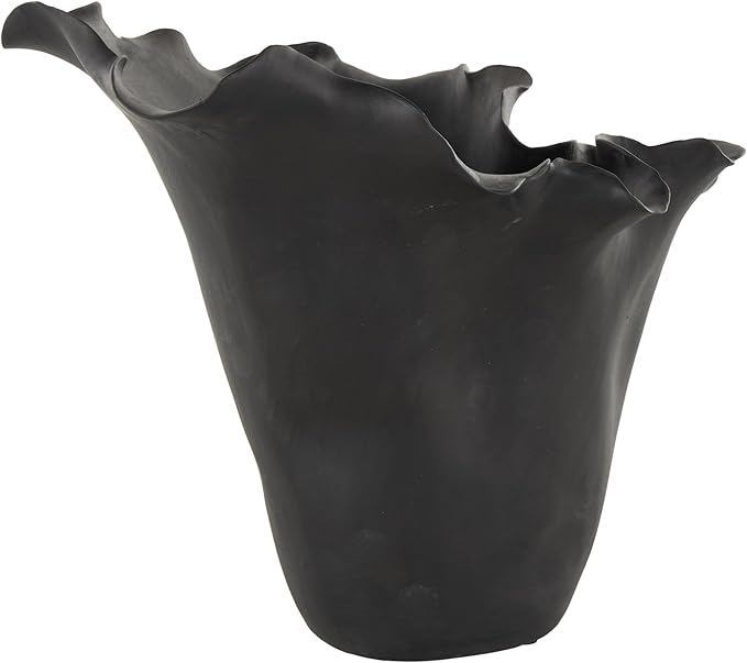 Deco 79 Ceramic Floral Decorative Vase Abstract Floral Inspired Centerpiece Vase, Flower Vase for Home Decoration 10" x 10" x 10", Black