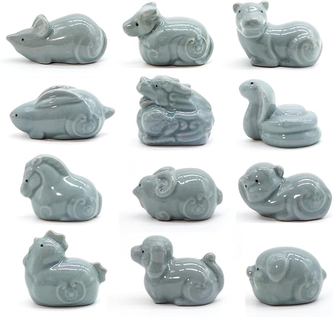 12 Chinese Zodiac Tea Pet, Unique Crackle Ru Porcelain, Traditional Chinese Cultural Tea Accessory, Asian Home & Office Decor, Gift for Tea Lovers & Anniversaries (Dog 1pc)