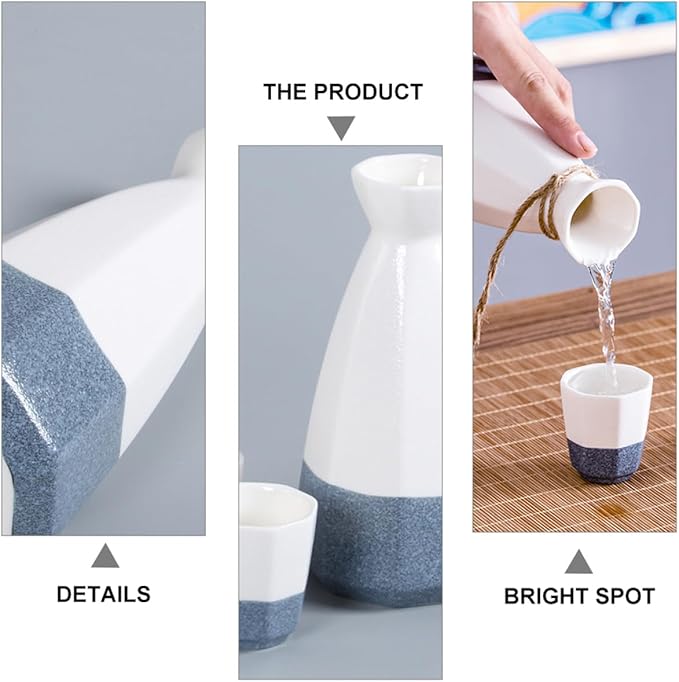 Sake Cup Set,Japanese Sake Cup,1 Set/5pcs Flagon Wine Glass Set Water Bottle Set Korean Gifts Wedding Champagne Glasses Ceramics Ceramic Drinkware