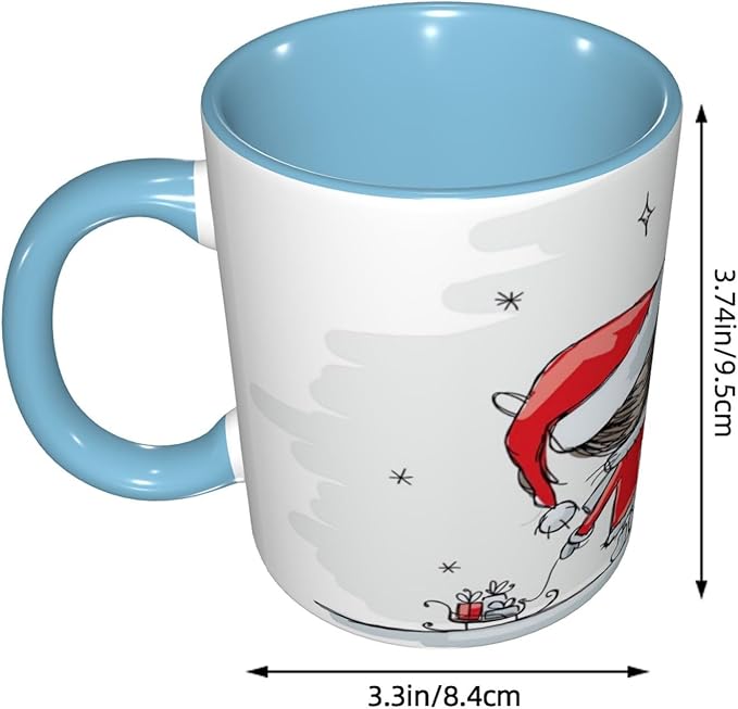 Poppy Flower,Funny Novelty Ceramic Coffee Cups With Handle,Floral Garden Leaves Modern Nature Tea Cup for Office and Home, 11 Oz,Dishwasher Microwave Safe (Sky blue)