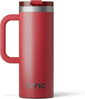 RTIC 20oz Road Trip Travel Mug with Lid and Handle, Ceramic Lined, Insulated, Stainless Steel, Metal, Double Wall Vacuum-Insulation, Portable Coffee, Tea Cup for Hot and Cold Drink, Flag Red