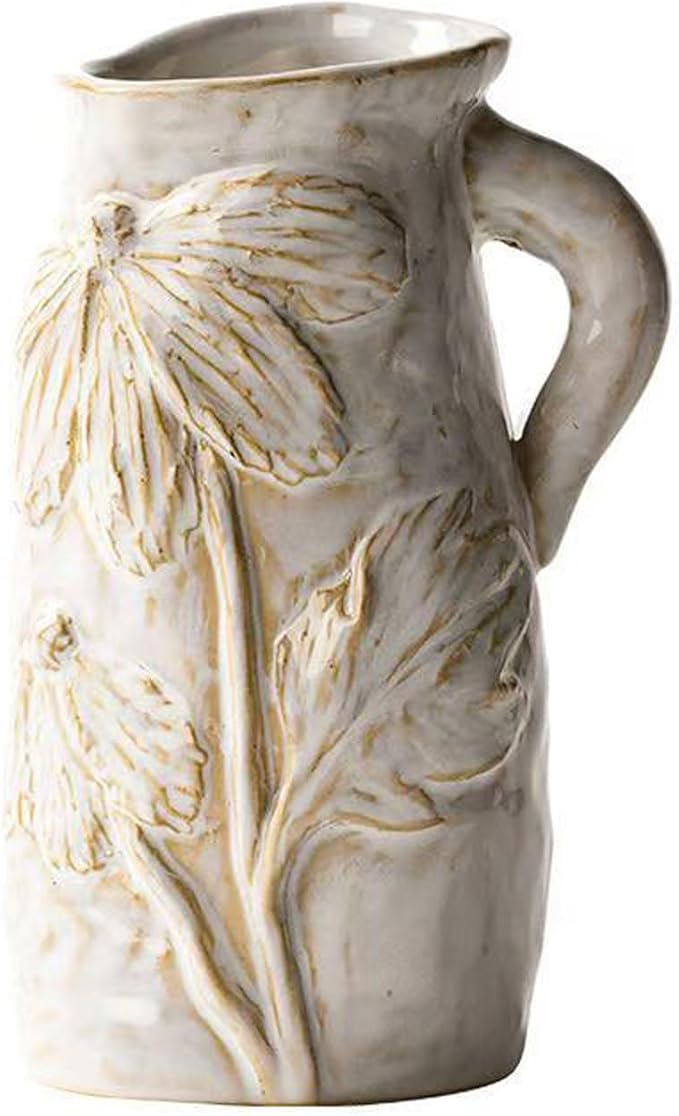 Small Ceramic Vase for Flowers - Handmade Decorative Pitchers Vase,Modern Boho Ins Style Decorative Vase for Fresh or Dried Flowers,Unique Cute Decor Small Vase for Home Decor