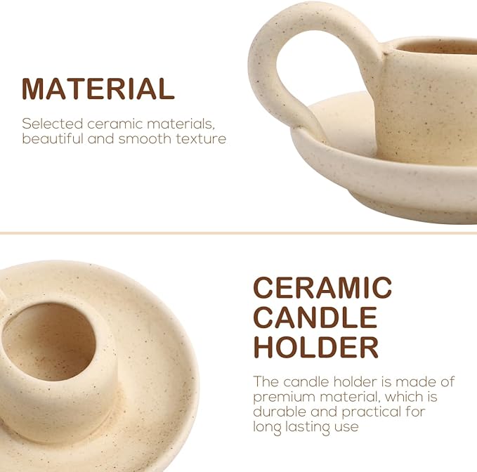Cabilock Candle Holder Ceramic Candle Holder Ceramic Candlestick Holder Nordic Style Taper Candle Stand Candle Burning Display Holder Desktop Ornament for Home Wedding Party（2 pcs）