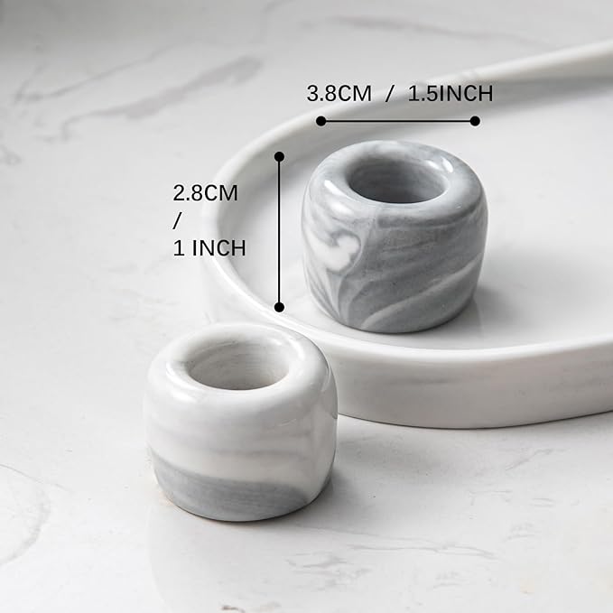 Yundu Mini Ceramics Toothbrush Holders Stand for Bathroom Vanity Countertops,Creative Marble Ceramics Toothbrush Holders Set of 2