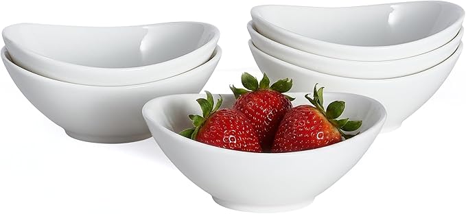6 Oz Dipping Bowls, 5" Ceramic Soy Sauce Dish Side Dishes Small Appetizer Plates Set of 6, for Dessert Ice Cream Snack Pudding Creme Brulee Ketchup Vinegar, Condiment Servers to BBQ & Party Dinner