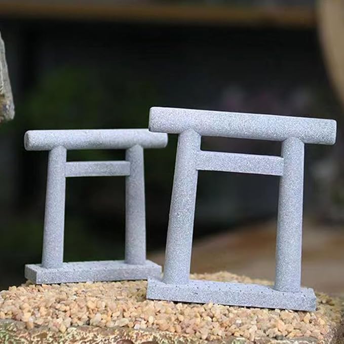 livelyfish Japanese Fish Tank Decorations Asian Aquarium Decor Torii Gate Ornament Japanese Shrine Oriental Pagoda Aquarium Sandstone Bridge Statues Betta Fish Decorations for Tank, L3