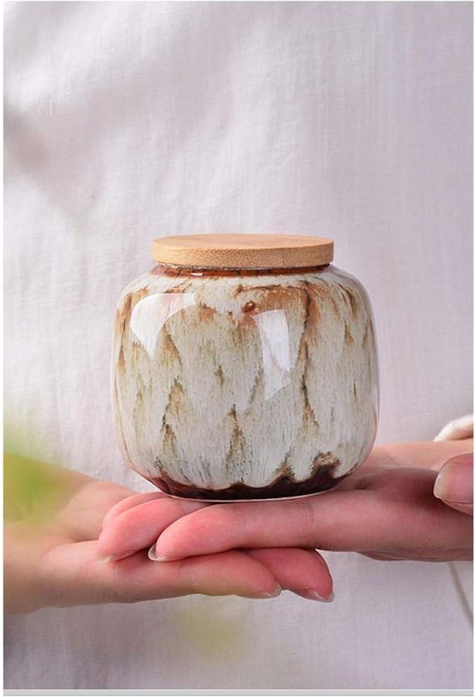 Ceramic Storage Jars, Exquisite Glaze Food Canisters for Kitchen Spice Storage,Tea Caddy Storage,Coffee Jar,Condiment Jar with Seald Lid (Light blue)