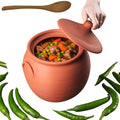 Large Earthenware Clay Mud Eathern Terracotta Cooking Pot Pottery Cazuela Cookware with Lid Natural Stovetop Stove Top Stone Stew Rice Unglazed Mexican Indian Kitchen Oven Terra Cotta Handcrafted Traditional Healthy (7.3 Quarts - Size3)