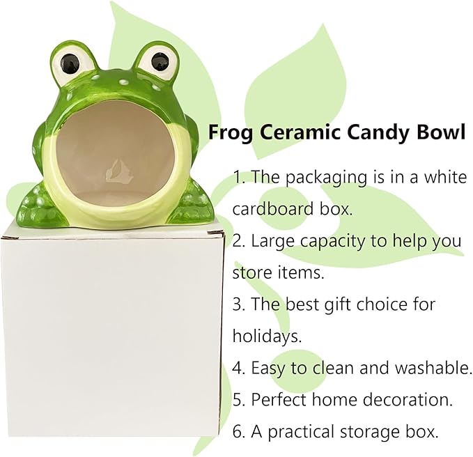 1 Pcs Cute Frog Candy Servers Bowl,Halloween Trick Or Treat Bowl,Fun Candy Dish,Candy Dish for Office Desk Frog Cookie Jar Frog Shape Jewelry Dish Tray for Home Kitchen Office Table