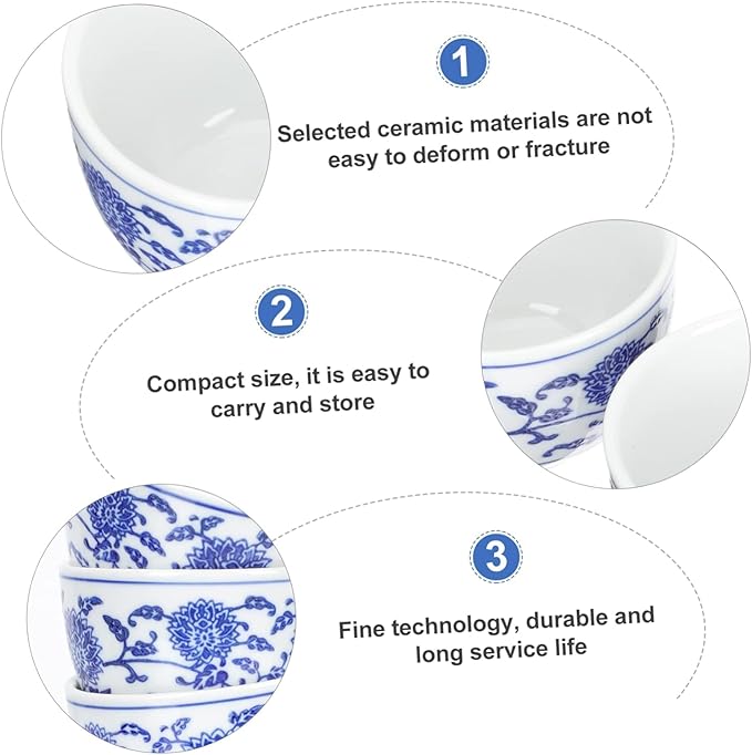 Sake Cup Set,Japanese Sake Cup,4pcs Blue and White Porcelain Wine Glass Asian Tea Cup Ceramic Sake Tea Cup Coffee Cup Mini Tea Cups Crystal Glass Tumblers Ceramic Cups Liquor Cup