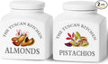 HOMBENE Kitchen Canisters Ceramic Containers, Food Storage Jar with Airtight Lids, 17 oz Containers Jar for Pistachios and Almonds Set of 2, White