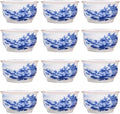Chinese Handmade Kungfu Tea Cup 60 ml,Bone China Blue and White Tea Cups Set of 12,Ceramic Tea Mugs Without Handles,Best Gift（Landscapes）