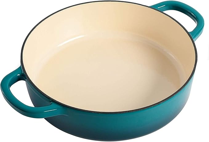 Crock-Pot Artisan Enameled Cast Iron Braiser W/Lid, 5 Quart, Teal Ombre
