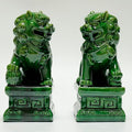 Handcrafted Ceramic Feng Shui Foo Dog Statues Pair Asian Guardian Lions for Office, Home, Housewarming, and Store Opening Gifts Traditional Chinese Decor,Green,5.12 * 7.48in