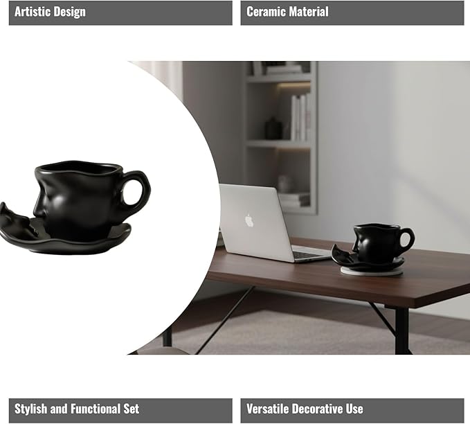Artistic Ceramic Coffee Mug with Sculptural Face Design for Home Decor and Gift Giving