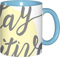 Positive Energy,Funny Novelty Ceramic Coffee Cups With Handle,Words on Circular Backdrop Tea Cup for Office and Home, 11 Oz,Dishwasher Microwave Safe (Sky blue)