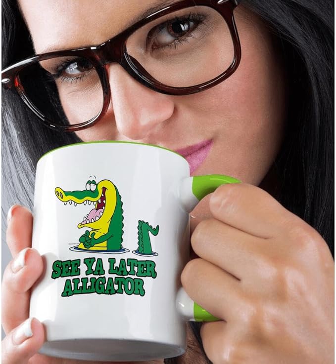 3dRose See Ya Later Alligator 11oz Two-Tone Green Mug