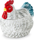 Hen Shaped Salt Container For Countertop Salt Cellar With Bamboo Spoon,Sugar Bowl With Lid,Ceramic Spice Storage Canisters With Lid, Colorful Farmhouse Kitchen Countertop Decor