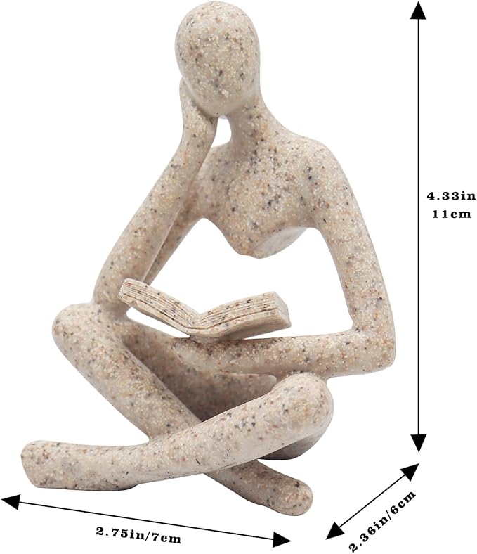 Oooct Sandstone Thinker Statue Aquarium Ornament, Small Fish Tank Decor for Freshwater & Saltwater, Abstract Aesthetic Aquarium Decoration for Tank, Pond & Terrarium - 2.8 x 2.4 x 4.3 Inch