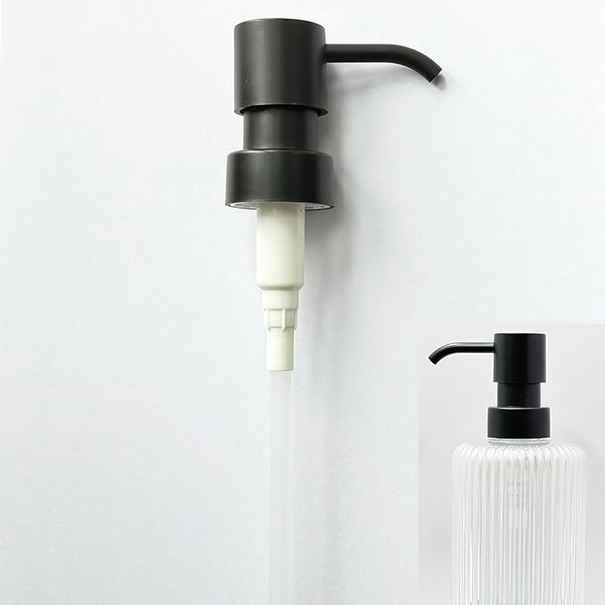Soap Pump Replacement, Hand Soap Dispensers Pump for Bathroom, Replacement for Round 1.1in (28 mm) Neck Bottles,Rust Proof&Leak Proof for Soap Lotion Bottle Upcycling (Matte Black, 2 Pack)