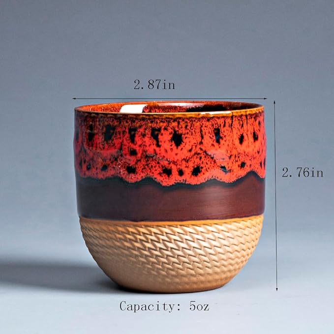 Japanese teacups set of four, Miso soup cups, Espresso cups Asian teacups without handles,tea set. Diameter 2.9in height 2.7, capacity: 6oz (4 in a group)