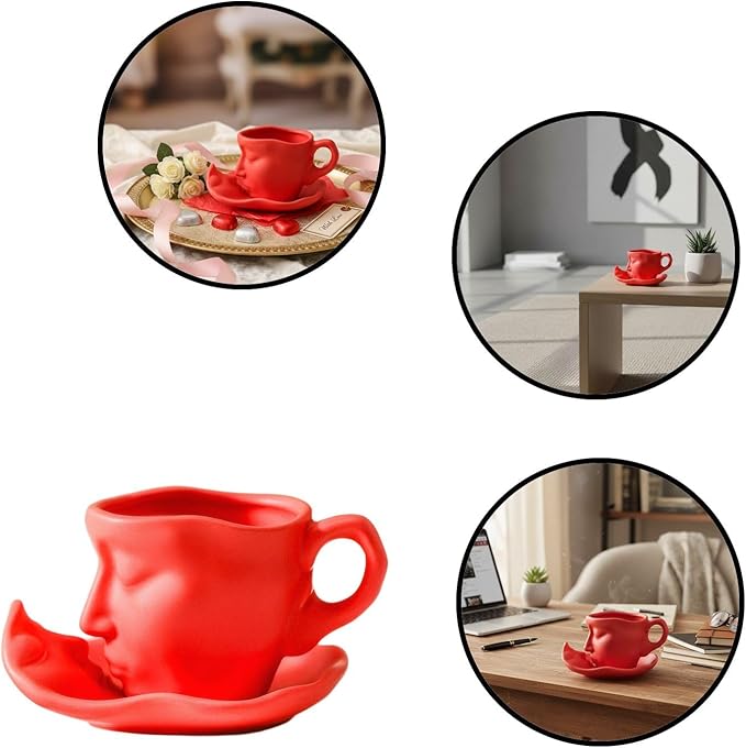 Artistic Ceramic Coffee Mug with Sculptural Face Design for Home Decor and Gift Giving