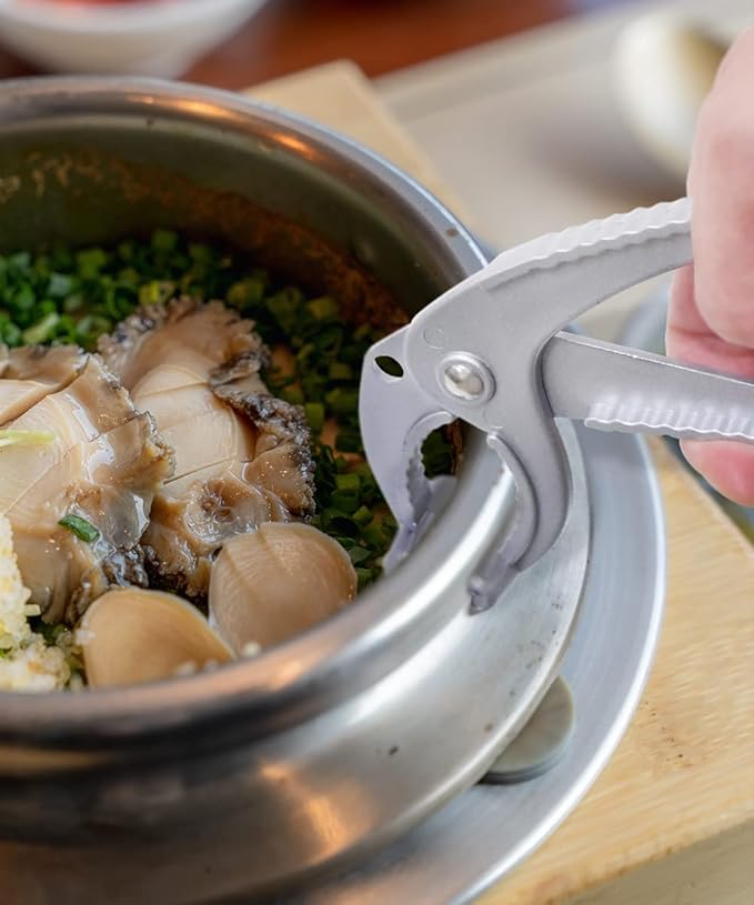 Hot Pot Gripper Holder for Korean Stone Ceramic Bibimbap Bowl (Dolsot, Ddukbaegi) Aluminum Tongs, Sizzling Hot Plate