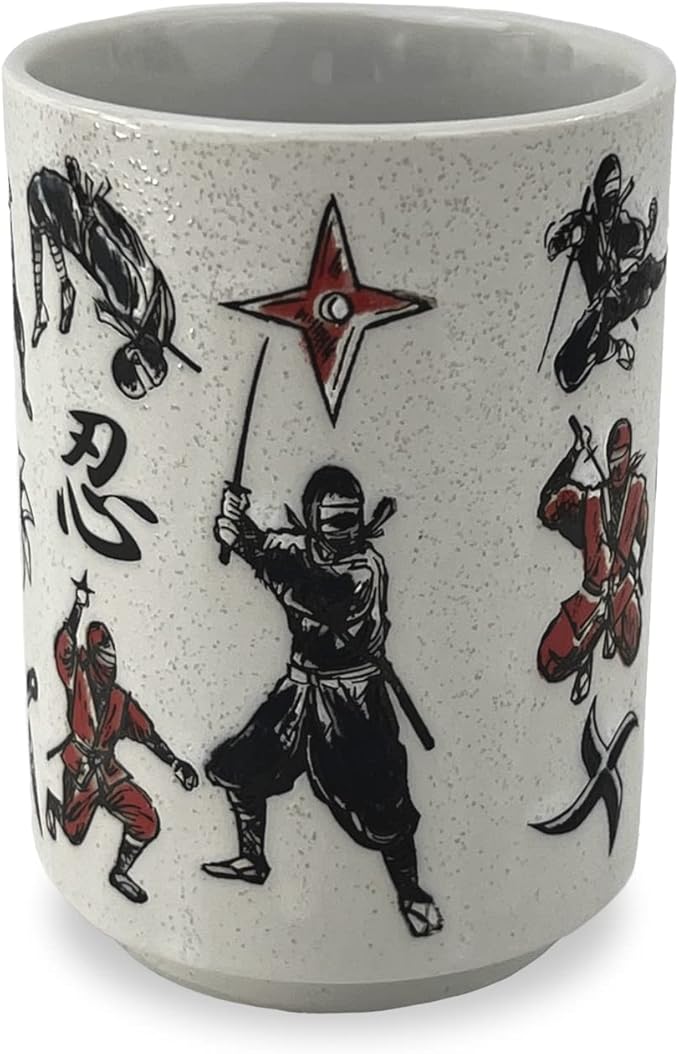 Japanese Tea Cup - Pottery 9 fl oz, Yunomi Mug, Sushi Made in Japan (C3-43 Ninja)